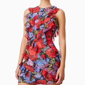 Thea Mini Party Printed Dress In Red
